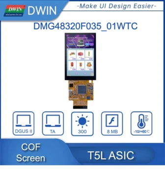 DWIN Yeni COF Yapısı 3.5 İnç 320*480 Piksel Çözünürlük 262K Renk IPS-TFT-LCD İsteğe Bağlı TP Görünüm