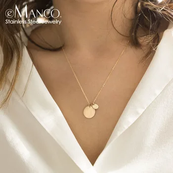 e-Manco Yuvarlak kolye paslanmaz çelik kolye gerdanlık kolye kadınlar için moda takı Toptan drop shipping Özelleştirmek