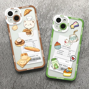 Ekmek Suşi Burger Kek Sticker Melek Gözler Telefon Kılıfı için iPhone 14 13 12 11 Pro Max Mini XS X XR SE 7 8 Artı Yumuşak Kapak