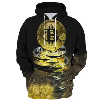 Erkek kadın serin hoodies 3d baskılı bitcoin t-shirt moda streetwear eğlenceli hip hop rahat kazak ceket erkek giysileri