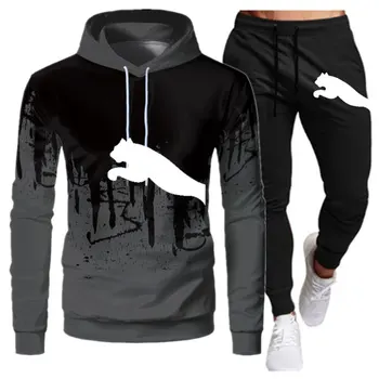 Erkek Marka Eşofman erkek Hoodies + Sweatpants SetsCasual spor takımları Kış Yeni erkek Moda Kapüşonlu Takım Elbise Elbise Erkekler