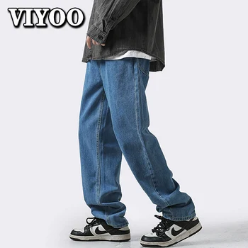Erkek Y2K Giysileri Sonbahar Streetwear Şalvar Kot Kore Moda Gevşek Düz Geniş Bacak Paspas Pantolon Erkek Marka Giyim erkekler İçin