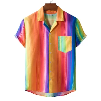 Erkekler Hawaiian Gömlek Yaz Üstleri Kısa Kollu Lüks erkek Moda Baskı Tee Tatil Plaj Bluz 3XL Erkek Giyim