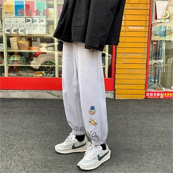 Erkekler Hip Hop Joggers Pantolon Streetwear Çiftler Rahat Gevşek Spor Pantolon Yüksek Sokak Harajuku Japon Retro Düz Sweatpants