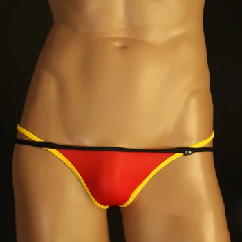 Erkekler Seksi Hollow Out Külot U Dışbükey Kese Iç Çamaşırı Erkek Seksi Bikini Low Rise T-geri Thongs Dikişsiz G-string Patchwork Renk