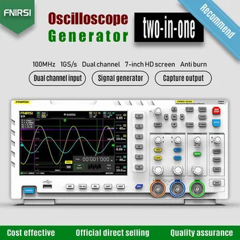 FNIRSI - 1014D Dijital Osiloskop 2 İn 1 Çift Kanal Giriş Sinyal Jeneratörü 100 MHz* 2 Ana - log Bant Genişliği 1GSa / s Örnekleme Hızı