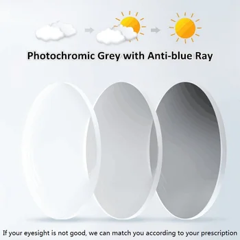 Fotokromik Gri Lens Anti Mavi ışınlar 1.56/1.61/1.67 Endeks Asferik Optik Reçete Lensler Miyopi Gözlük Hipermetrop Gözlük