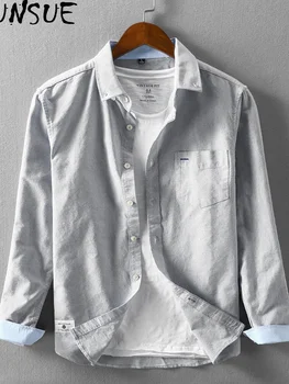 Gömlek erkek İlkbahar Yaz Uzun Kollu Gömlek Kore Giyim Saf pamuk gömlekler Erkekler 2023 Camisas Para Hombre KJ4659