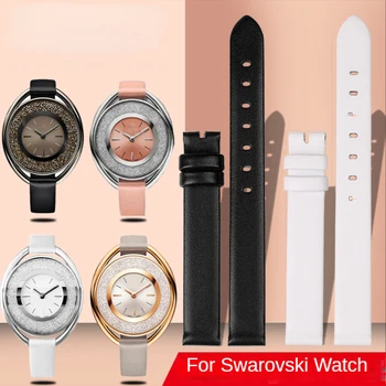 Hakiki Deri saat kayışı Swarovski Kadın Su Geçirmez Ter Geçirmez Yumuşak Rahat Watchband Aksesuarları 12mm Bileklik