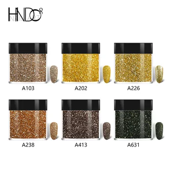 HNDO 6 Renk Altın Koyu Siyah Kahve Peri Glitter Tırnak Tozu Parlak Pigment Toz Nail Art DIY Manikür Malzemeleri Malzemeleri