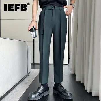 IEFB erkek Gevşek 2023 Düz Renk İş Rahat Erkek Pantolon kalem pantolon Kemer İle Kore Moda Sonbahar Kış Yeni 9A6451