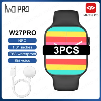 IWO PRO 2 ADET 3 ADET W27 Pro Serisi 7 NFC akıllı saat AI Ses Bluetooth Çağrı 1.81 inç Ekran Erkekler Kadınlar akıllı saat