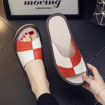 Işık Lüks Hakiki Deri Koyun Derisi kadın Terlik PVC Kauçuk Taban Kaymaz Yaz Ayakkabı Rahat Yumuşak Çift Sandalet