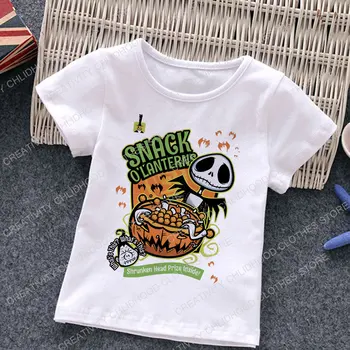 Jack Skellington Çocuk T-Shirt Kabus Önce Noel Erkek Kız Elbise Çocuk Kawaii Üstleri Anime Çizgi Film Rahat T Shirt
