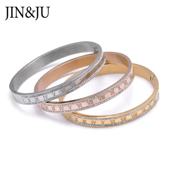 JIN&JU Stainless Steel Bracelet For Men Crystal Jewelry Bangles India Italia Spain Yкрашения 2021 бижутерия Aксессуары Bijoux
