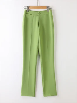 Kadın yeşil Pantolon Yüksek Bel Moda Ofis Bayan Pantolon 2021 Siyah Şık Klasik düz pantolon Kadın Artı Boyutu