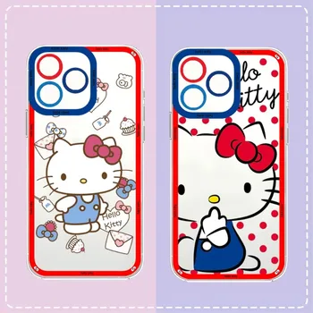 Karikatür Hello Kitty Telefon Kılıfı Melek Gözler Telefon Kılıfı İçin iPhone 14 Artı 13 12 11 Pro Max Mini Yumuşak Şeffaf Telefon Kapağı