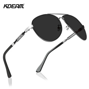 KDEAM Kedisi.3 Polarize Güneş Gözlüğü Erkekler Pilot 62mm Lens Tasarımcı Sürüş Güneş Gözlüğü Fermuar Durumda