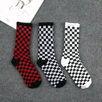 Kore Harajuku Trend Kadın Geometrik Damalı Çorap Dama Tahtası Çorap Erkekler Hip Hop Pamuk Unisex Streetwear Yenilik Çorap
