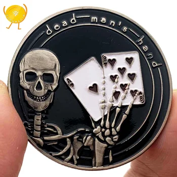 Kırmızı Kalp Cips hatıra parası İskelet Parmak Poker gümüş paralar Koleksiyon Siyah Kafatası Paraları