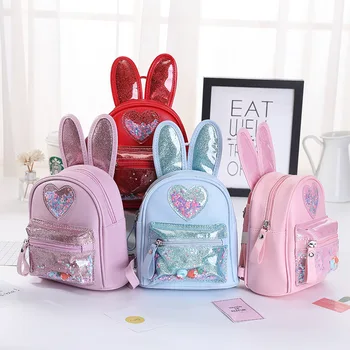 Kızlar Schoolbag Çocuk Sevimli Sequins Tavşan Mini Sırt Çantası Çocuklar Eğlence Seyahat Şeker Oyuncak saklama çantası Bebek Anaokulu Kitap Çantası