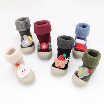 Kış Bebek Yürüyor Kat Anti-Bırakarak Topuk çocuk Sıcak Noel Yeni Yıl Kar Çorap Ayakkabı Saf Renk 5 Boyutları 8 Renkler KeDing