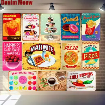 Lezzetli Ekmek Gıda Boyama Cupcakes Metal Etiket Teneke Işaretleri Cafe mutfak dekoru Pizza Poster Vintage Plak Duvar Dekor A898