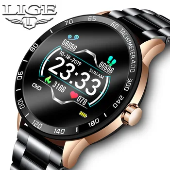 LIGE 2020 Yeni akıllı saat Erkekler Su Geçirmez Spor Kalp Hızı Kan Basıncı Spor İzci Smartwatch Pedometre reloj inteligente