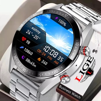 LIGE 2022 Yeni 454 * 454 Ekran akıllı saat Her Zaman Ekran Zaman Bluetooth Çağrı TWS Kulaklık Yerel Müzik ios için akıllı saat Android