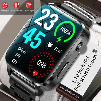 LIGE Kan Şekeri Akıllı İzle Erkekler Sağlık EKG Monitör Kan Basıncı Spor Spor İzle IP68 Su Geçirmez Smartwatch İçin Xiaomi