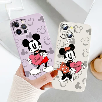 Lüks Mickey Minnie Mouse Sıvı Halat Yumuşak Kapak telefon kılıfı İçin Apple iPhone 14 13 12 Mini 11 Pro XS MAX XR X 8 7 SE Zırh