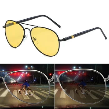 Metal Pilot Polarize Güneş Gözlüğü Erkekler gece görüş gözlüğü Alaşım Parlama Önleyici Sürücüler Gözlük Sürüş Gözlük Zonnebril Pilot Heren