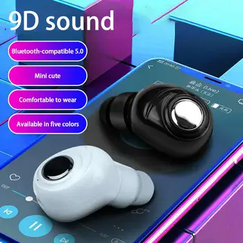 Mini kablosuz bluetooth uyumlu 5.0 Kulaklık Kulak İş Kulaklık Görünmez Tek Kulak Spor Kulaklık Stereo Müzik Kulaklık
