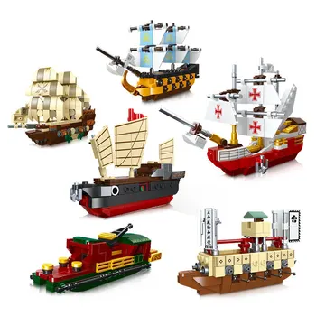 Mini Voyage Gemi Blok Seti 3D DIY Zafer Santa María Tekne Modeli Yapı Tuğla eğitici oyuncak Çocuklar İçin