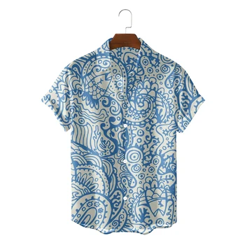 Moda havai gömleği Erkekler İçin Yaz Plaj Vintage Elbise Etnik Tribal Eleman Camisa Masculina Ropa Hombre Blusas Bluzlar