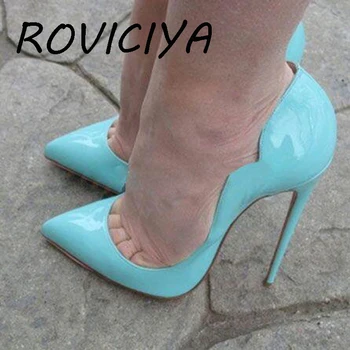 Moda Kadın Pompaları Bayan yüksek topuklu ayakkabı 12 cm Stilettos Kadınlar İçin Ayakkabı Pompaları Seksi Parti Düğün Ayakkabı QP042 ROVICIYA