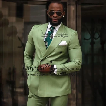 Moda Zeytin Yeşili Düğün Erkek Takım Elbise Resmi Damat Smokin Slim Fit İş Blazer Ziyafet 2 Parça Set Ceket Pantolon Kostüm Homme
