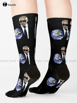 Mr. Dünya Çapında Meme Komik Mizah Kel Toprak Pitbull Çorap Bayan Koşu Çorap Sevimli Desen Komik Sonbahar En İyi Karikatür Moda Yeni