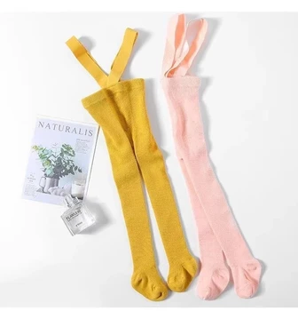 Nefes Bebek Çocuk Askı Külotlu Çorap Bahar Sonbahar Bebek Kız Erkek Sevimli Düz Renk Yüksek Bel Bandaj Genel Tayt