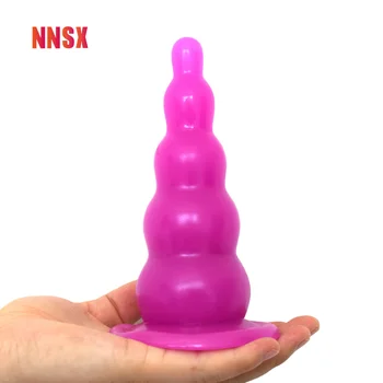 NNSX Vajinal Masturbator Büyük Yapay Penis Seks Oyuncak Butt Plug Vantuz Kulesi Tasarım Anal Boncuk Pürüzsüz Kadın Erkek Anüs Masajı