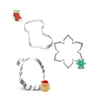 Noel Yumurta Meyve kurabiye kesici Araçları Noel Bakeware Seti Metal Tatlı Dekorasyon Bisküvi paslanmaz çelik pres Fondan