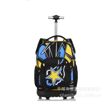 Okul gençler için çanta çocuklar 18 inç Tekerlekli sırt çantası okul arabası çantası kızlar için Seyahat Arabası sırt çantası tekerlekler Üzerinde