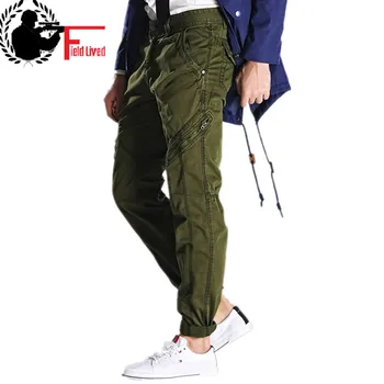 Ordu Yeşil erkek Askeri Pantolon Slim Fit İş Kargo Pantolon Taktik Rahat Düz Uzun Pantolon Kargo Pantolon Erkek Cepler ile