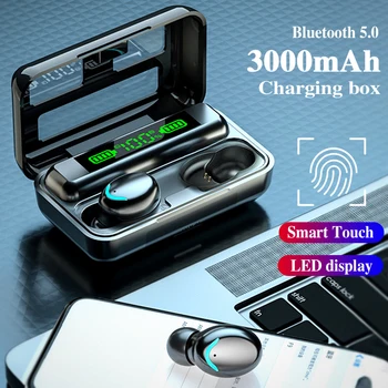 Orijinal F9 Fone Bluetooth Kulaklık 3000mAh Şarj Kutusu kablosuz kulaklıklar 9D Stereo Spor mikrofonlu tekli kulaklıklar Kulaklık