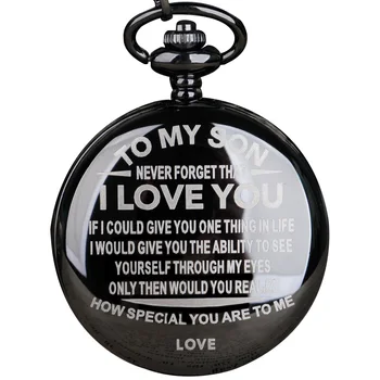 Oğlum için cep saati Vintage seni seviyorum Yaratıcılık Metin Kuvars cep saati Oğlu için En İyi Hediye