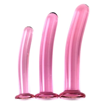 Pembe Cam Anal Yapay Penis Penis Yetişkin Masturbator Erotik Seks Oyuncakları Kadın İçin Anal Dilatör Butt Plug Cam Dildos kadınlar İçin