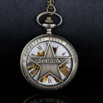Pentagram içi boş oyulmuş kuvars cep saati renk arama yaratıcı zarif kolye izle Unisex Fob