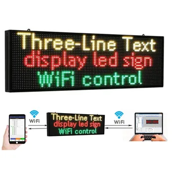 PH10mm WiFi İşareti 52x14 inç Açık Led İşareti Kaydırma Mesaj Panosu RGB Tam Renkli Ekran SMD Teknolojisi ile Reklam için