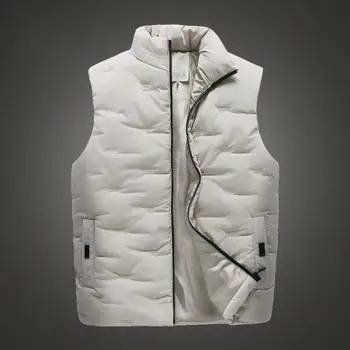 Popüler Erkek Yelek Yıkanabilir Fermuarlı Cepler Yelek Pamuk Yastıklı Sonbahar Kış Erkek Yelek Günlük Giyim için