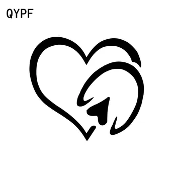 QYPF 15CM*13.6 CM At Severler Kalp Tırnak Moda Vinil Araba Sticker Çıkartması Motosiklet Dekorasyon Aksesuarları C15-0610
